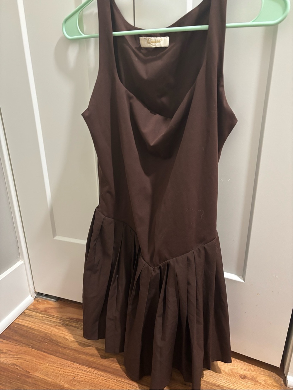 Sleeveless Brown Drop-Waist Mini Dress
